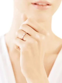 Pierścionek z białego złota z brylantem - 0,10 ct - próba 585