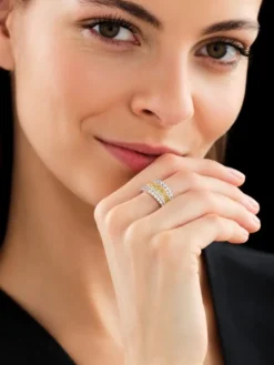 Pierścionek z białego złota z diamentami Fancy Yellow - 3,24 ct - próba 750