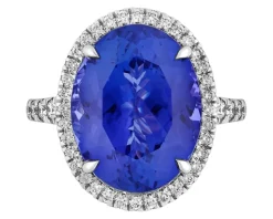 Pierścionek z białego złota z brylantami i tanzanitem - próba 750