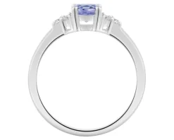 Pierścionek z białego złota z brylantami i tanzanitem - próba 585