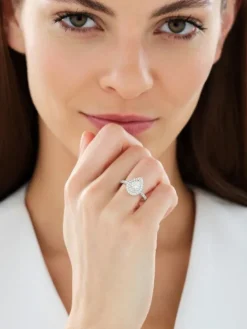 Pierścionek z białego złota z diamentami - SI1/H - 1,00 ct - próba 585