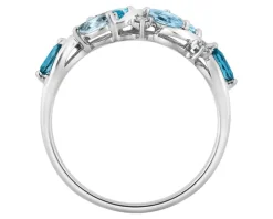 Pierścionek z białego złota z brylantami i topazami - próba 585