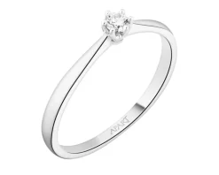 Pierścionek z białego złota z brylantem - 0,07 ct - próba 585