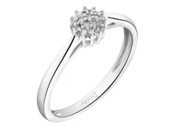 Pierścionek z białego złota z diamentami - 0,07 ct - próba 585