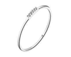 Pierścionek z białego złota z diamentami - 0,01 ct - próba 375
