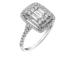 Pierścionek z białego złota z diamentami - 0,81 ct - próba 585