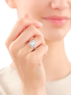 Pierścionek z białego złota z diamentami - 0,81 ct - próba 585
