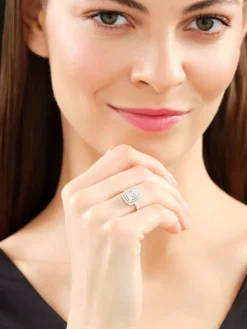 Pierścionek z białego złota z diamentami - 0,81 ct - próba 585