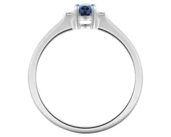 Pierścionek z białego złota z brylantami i szafirem - próba 585