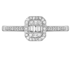 Pierścionek z białego złota z diamentami - 0,19 ct - próba 585