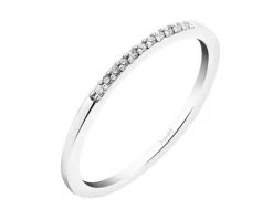 Pierścionek z białego złota z diamentami - 0,03 ct - próba 375