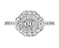 Pierścionek z białego złota z diamentami - 1,04 ct - próba 750