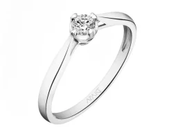 Pierścionek z białego złota  z brylantem - serce - 0,12 ct - próba 585