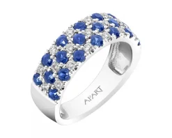 Pierścionek z białego złota z brylantami i szafirami - próba 585