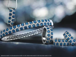 Pierścionek z białego złota z brylantami i szafirami - próba 585