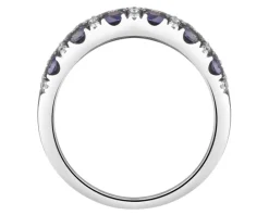 Pierścionek z białego złota z brylantami i szafirami - próba 585