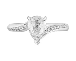 Pierścionek z białego złota z diamentami - 1,10 ct - próba 750