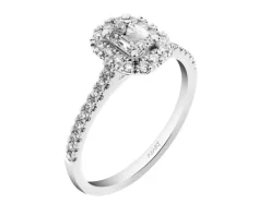 Pierścionek z białego złota z diamentami - 0,84 ct - próba 750