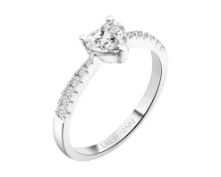 Pierścionek z białego złota z diamentami laboratoryjnymi - serce - 0,67 ct - próba 585