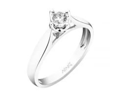 Pierścionek z białego złota z brylantem - 0,08 ct - próba 750
