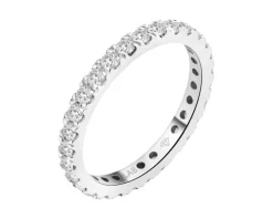 Pierścionek z białego złota z brylantami laboratoryjnymi - Eternity - 0,97 ct - próba 585