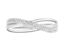 Pierścionek z białego złota z diamentami - 0,11 ct - próba 750