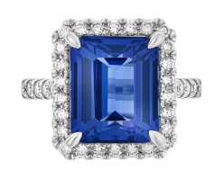 Pierścionek z białego złota z brylantami i tanzanitem - próba 750