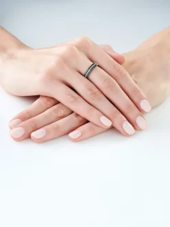 Pierścionek z białego złota z diamentami - 0,32 ct - próba 585