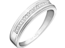 Pierścionek z białego złota z diamentami - 0,06 ct - próba 585