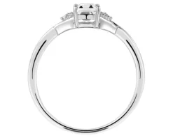 Pierścionek z białego złota z diamentami i topazem białym - próba 375