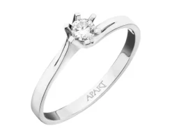 Pierścionek z białego złota z brylantem - 0,15 ct - próba 750