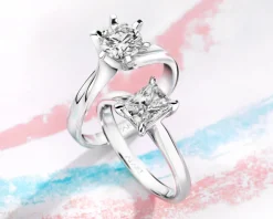 Pierścionek z białego złota z brylantem - 0,15 ct - próba 750