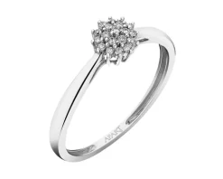 Pierścionek z białego złota z brylantami - 0,10 ct - próba 750