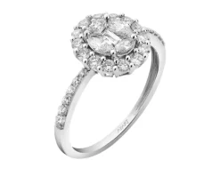 Pierścionek z białego złota z diamentami - 0,73 ct - próba 750