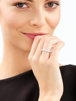 Pierścionek z białego złota z brylantami laboratoryjnymi - 0,50 ct - próba 585