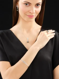 Pierścionek z białego złota z brylantami i perłą Tahiti - próba 585