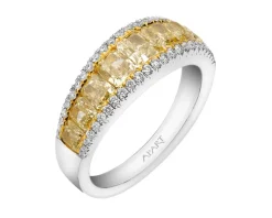Pierścionek z białego złota z diamentami Fancy Yellow - 2,69 ct - próba 750