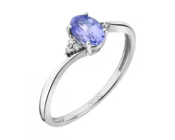Pierścionek z białego złota z brylantami i tanzanitem - próba 585