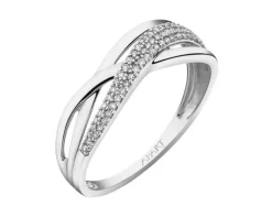 Pierścionek z białego złota z diamentami - 0,13 ct - próba 585