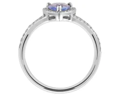 Pierścionek z białego złota z brylantami i tanzanitem - próba 585