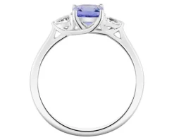 Pierścionek z białego złota z  diamentami i tanzanitem - próba 585