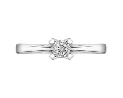 Pierścionek z białego złota z brylantem - serce - 0,06 ct - próba 585