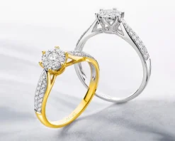 Pierścionek z białego złota z brylantami - 0,25 ct - próba 750