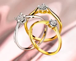 Pierścionek z białego złota z brylantem - serce - 0,06 ct - próba 585