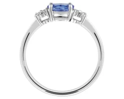 Pierścionek z białego złota z brylantami i tanzanitem - próba 585