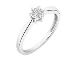 Pierścionek z białego złota z diamentami - 0,03 ct - próba 750