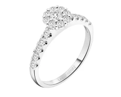 Pierścionek z białego złota z brylantami laboratoryjnymi - 0,65 ct - próba 585