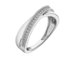 Pierścionek z białego złota z diamentami - 0,07 ct - próba 585