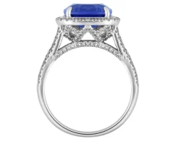 Pierścionek z białego złota z diamentami i tanzanitem - próba 750