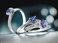 Pierścionek z białego złota z brylantami i tanzanitem - próba 585